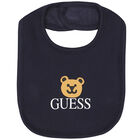 Baby Boys Navy Blue & White Teddy Bear Bib ( 2-Pack ), 1, hi-res