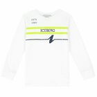 Boys White Logo Long Sleeve Top, 1, hi-res