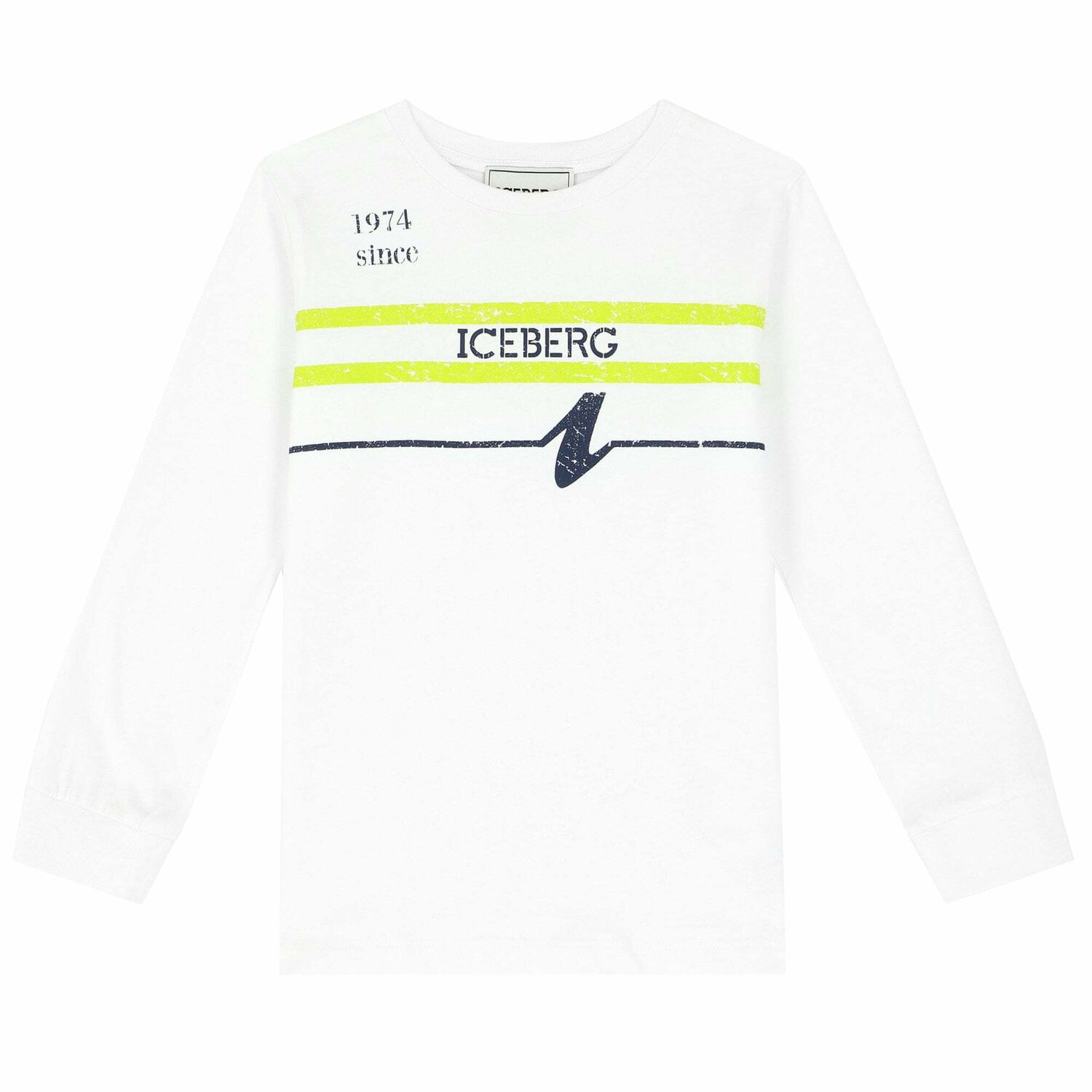 Boys White Logo Long Sleeve Top, 1, hi-res