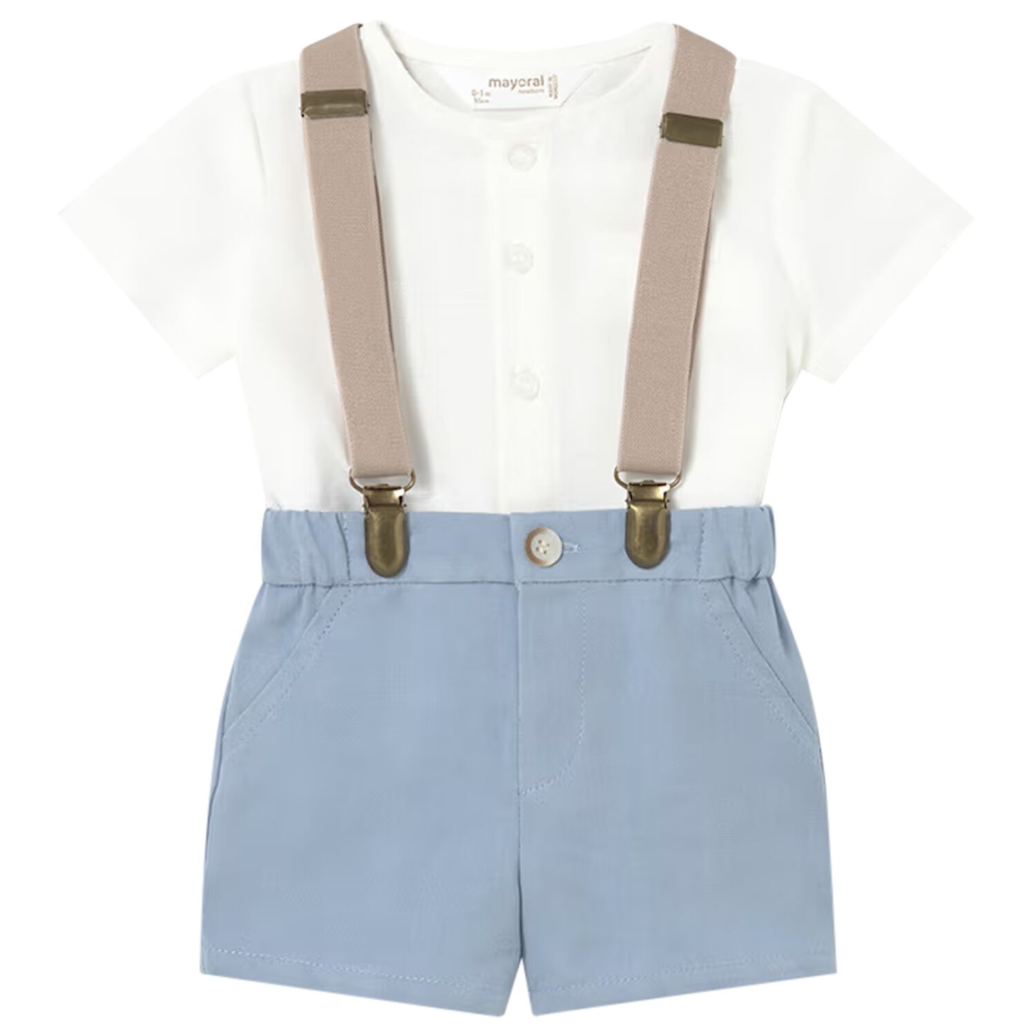 Baby Boys White & Blue Shorts Set, 1, hi-res