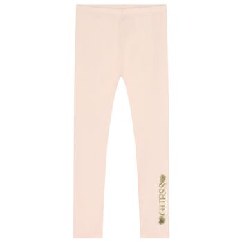 Girls Pink Logo Leggings