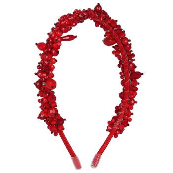 Girls Red Embellished Crystal Headband