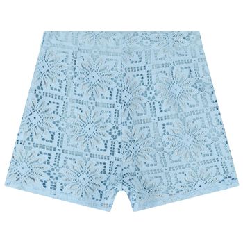 Girls Blue Floral Lace Shorts