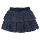 Girls Navy Blue Tulle Skirt, 1, hi-res