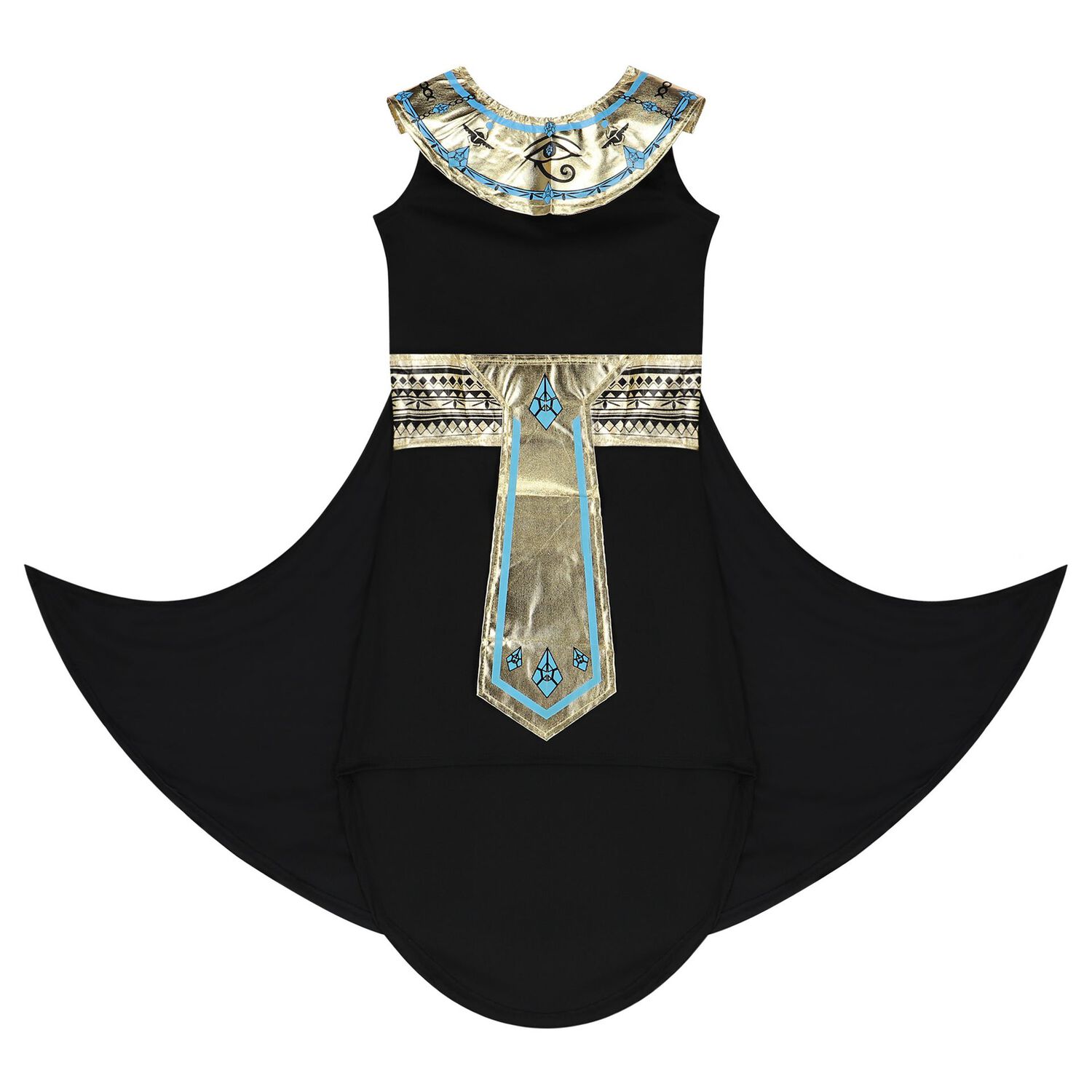 Girls Black & Gold Egyptian Pharoah Costume, 1, hi-res