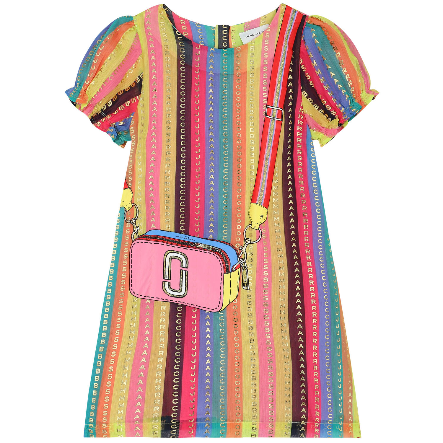 Girls Pink & Gold Logo Bag Dress, 1, hi-res