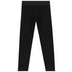 Girls Black Logo Leggings, 1, hi-res