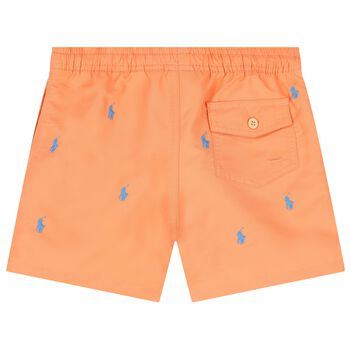Boys Orange Logo Swim Shorts