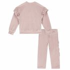 Girls Pink Velour Trcksuit, 1, hi-res