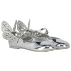 Girls Silver Butterfly Leather Shoes, 1, hi-res