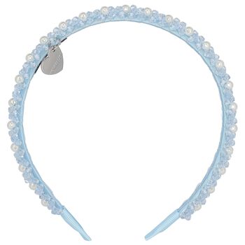 Girls Blue Logo Pearl Headband