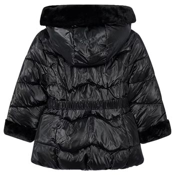 Girls Black Hooded Puffer Coat