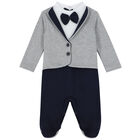Baby Boys Grey & Navy Babygrow, 1, hi-res