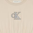 Girls Beige Glittery Logo Dress, 1, hi-res