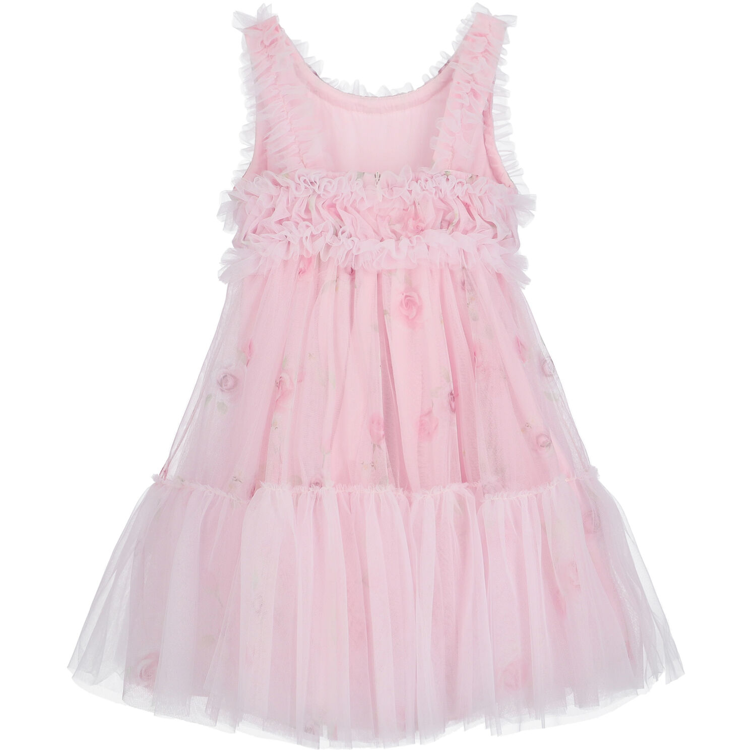 Girls Pink Tulle Floral Dress, 1, hi-res