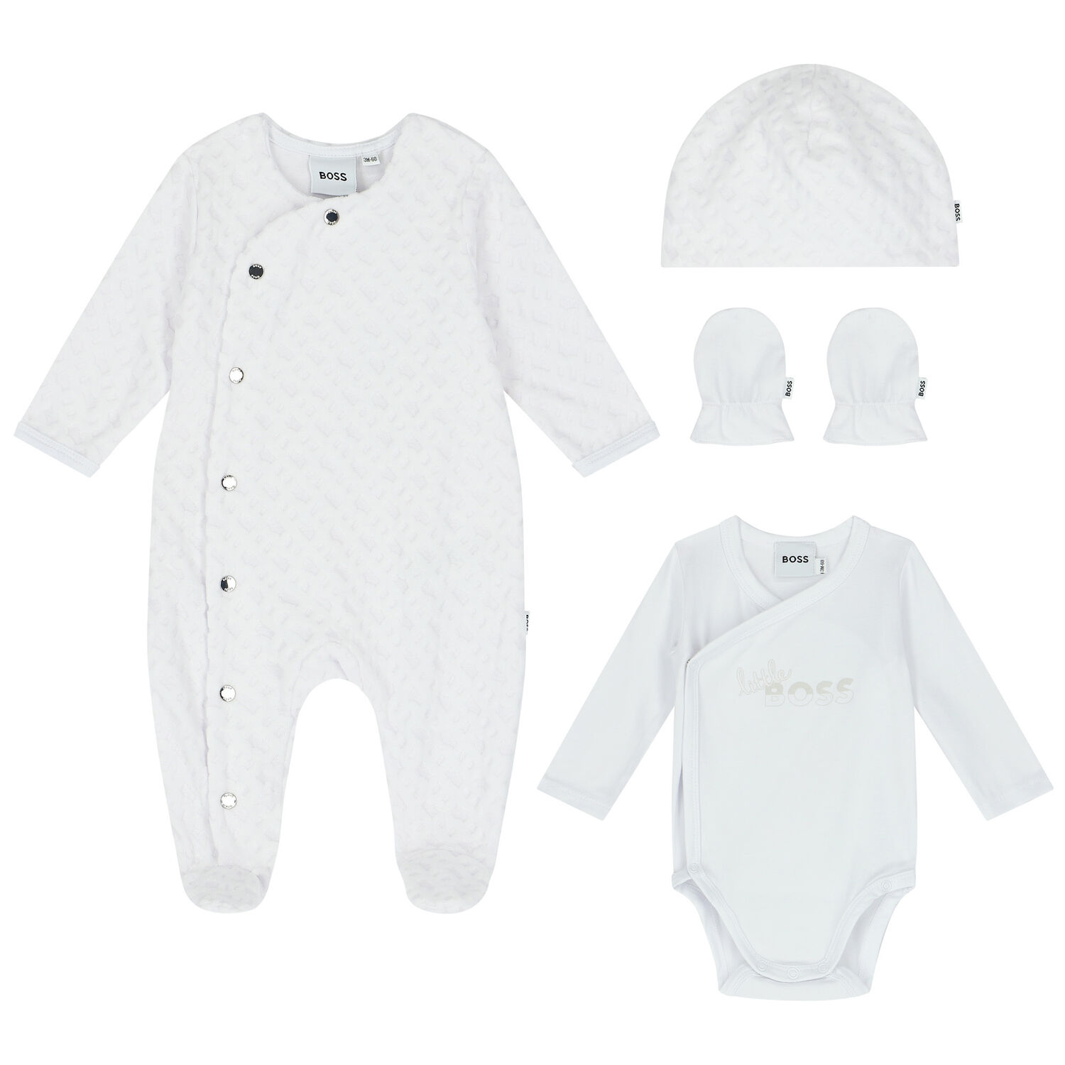 White Logo Babygrow Gift Set, 1, hi-res
