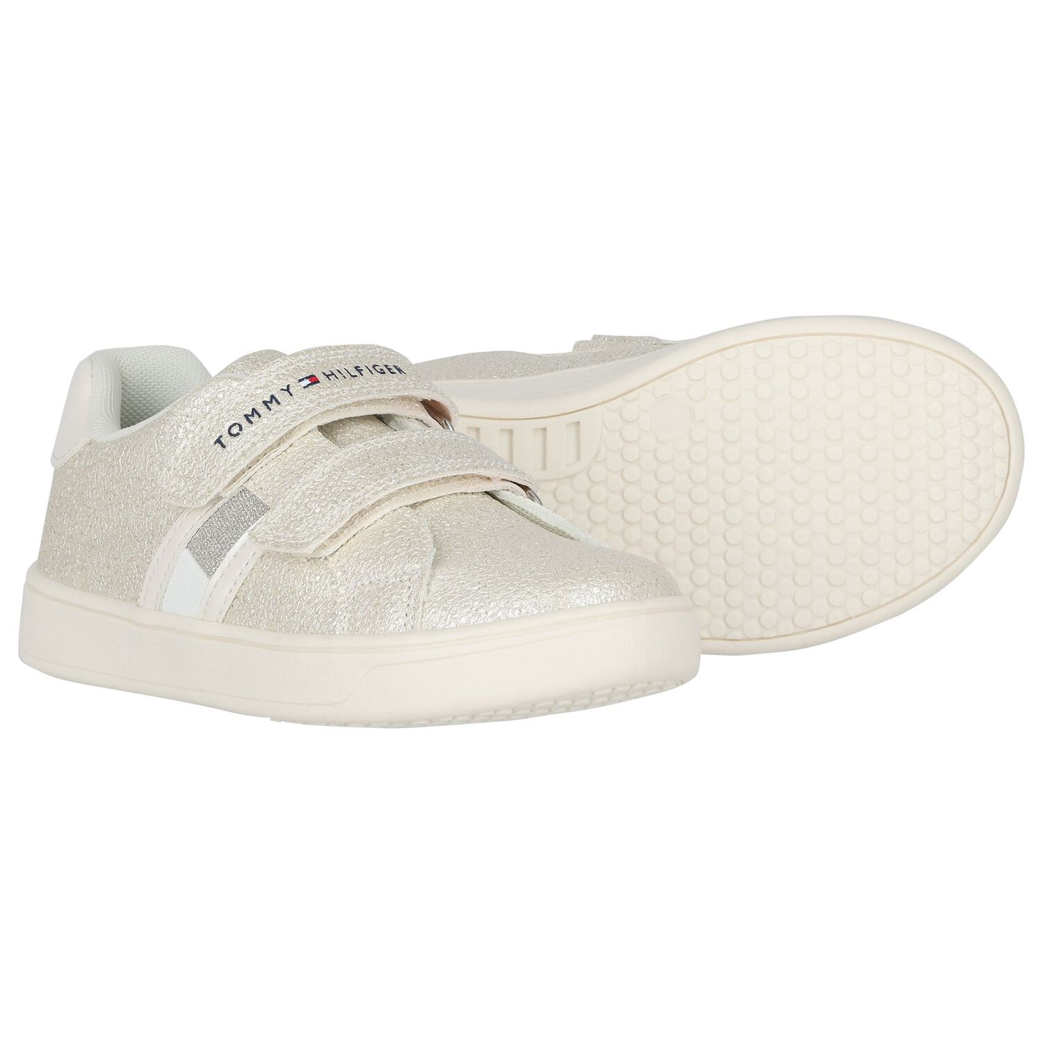 Girls Ivory Faux Leather Trainers, 1, hi-res