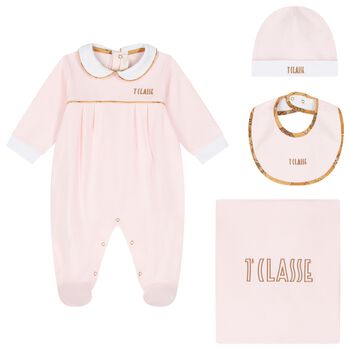 Baby Girls Pink & White Geo Map Babygrow Gift Set
