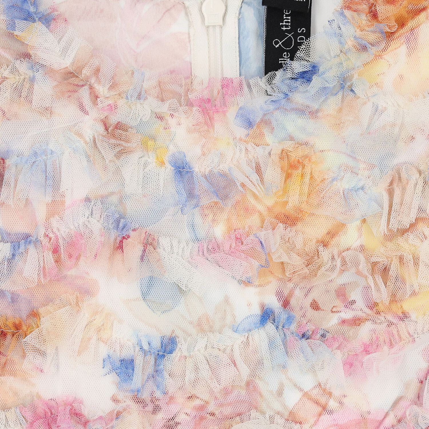 Girls Multi-coloured Ruffe Tulle Dress, 1, hi-res image number null