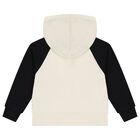 Boys Ivory & Black Logo Hooded Zip Up Top, 1, hi-res