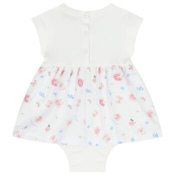 Baby Girls White Floral Bodysuit Dress