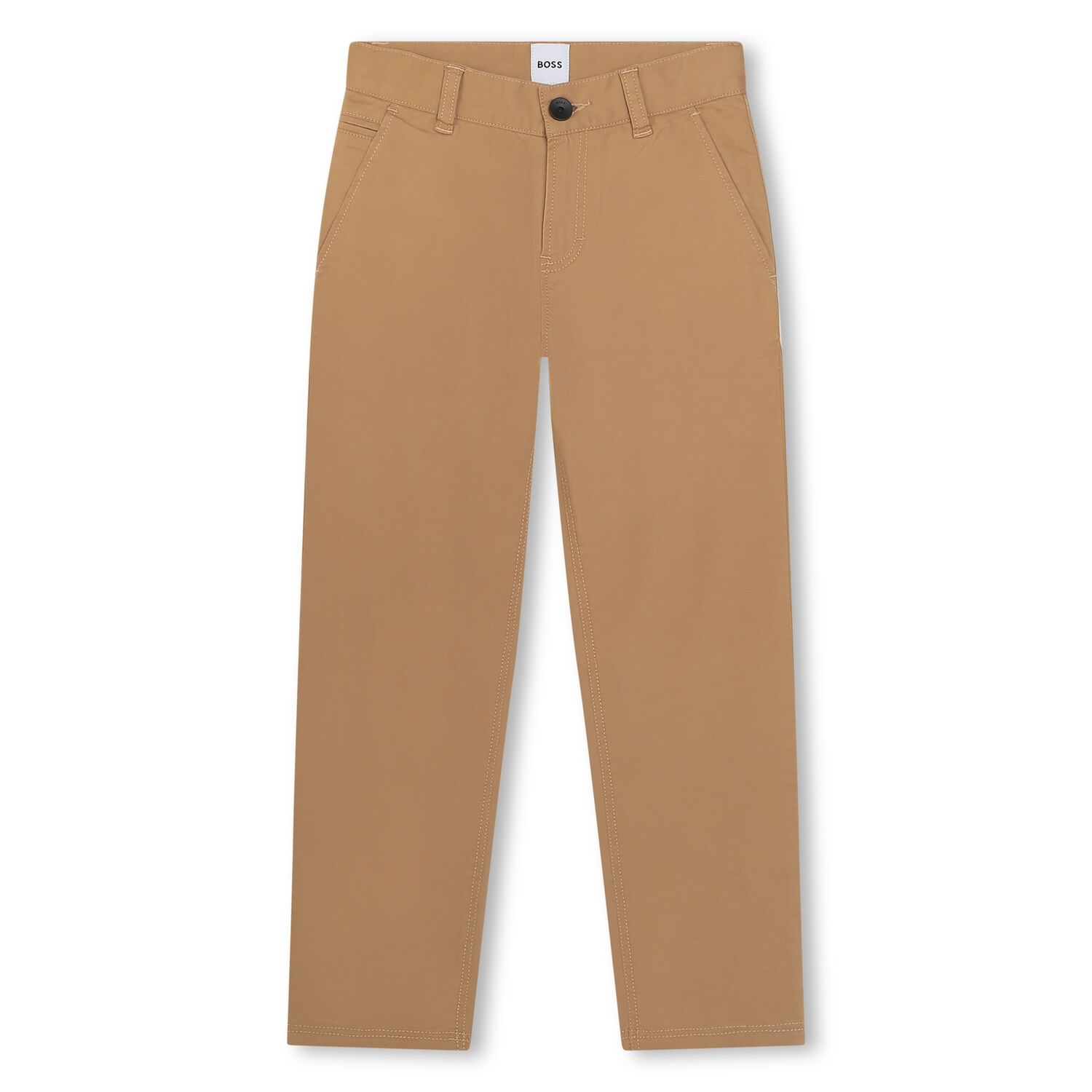 Boys Beige Chino Trousers, 1, hi-res