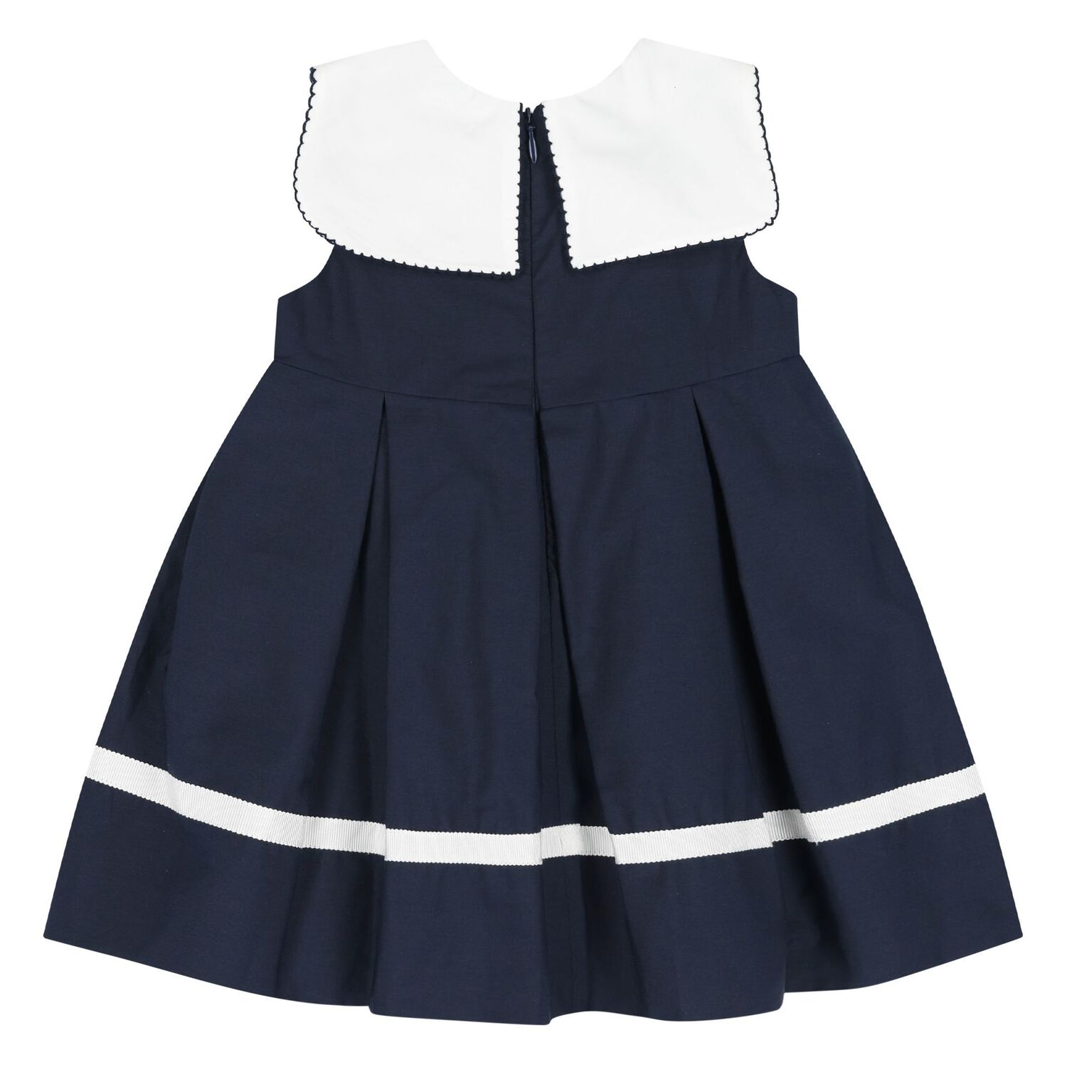 Girls Navy Blue & White Bow Dress, 2, hi-res image number null