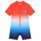Younger Boys Orange Logo Sun Suit, 1, hi-res