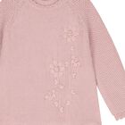 Girls Pink Flower Knitted Dress, 1, hi-res