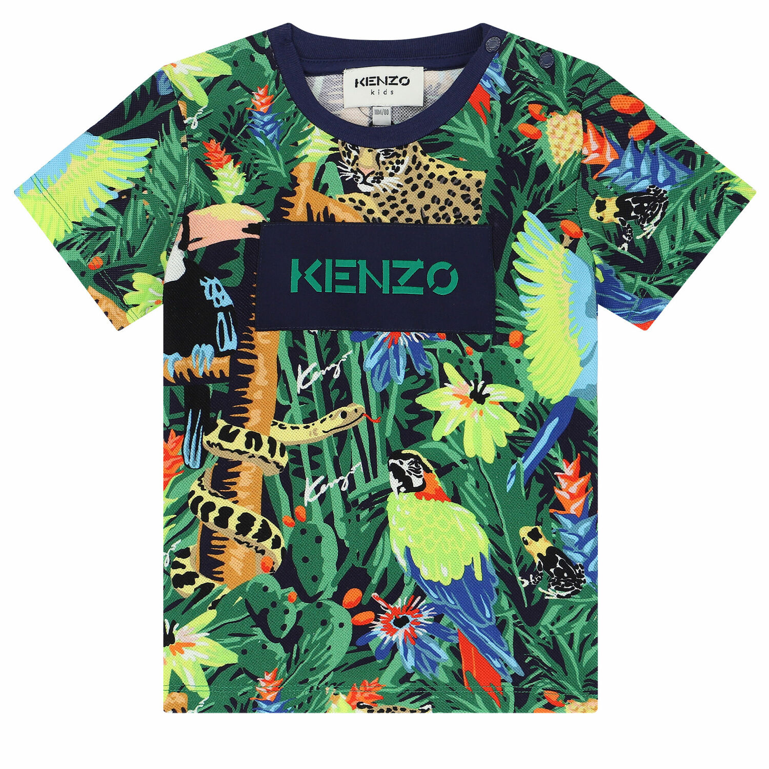 Younger Boys Green Logo Jungle T-Shirt, 1, hi-res