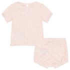 Baby Girls Pink Logo Gingham Shorts Set, 1, hi-res