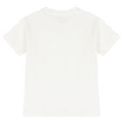 Boys White Cotton Polo Logo T-Shirt, 1, hi-res