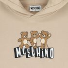 Beige Teddy Bear Logo Hooded Top, 1, hi-res