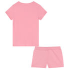 Girls Pink Logo Short Set, 1, hi-res