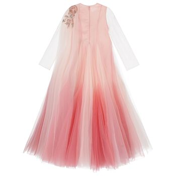 Girls Pink & Ivory Embellished Tulle Dress