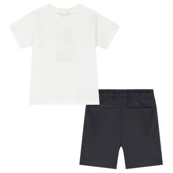 Boys White & Grey Shorts Set