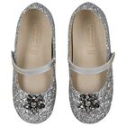Girls Silver Embellished Ballerina Shoes, 1, hi-res