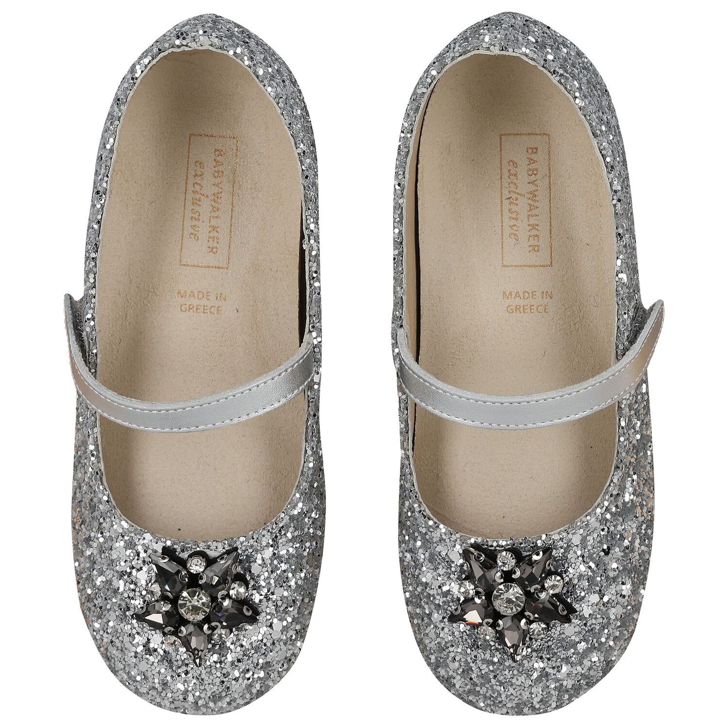 Girls Silver Embellished Ballerina Shoes, 1, hi-res