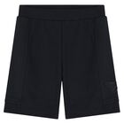 Younger Boys White & Navy Blue Shorts Set, 1, hi-res
