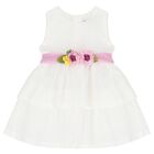 Younger Girls White Floral Dress, 1, hi-res