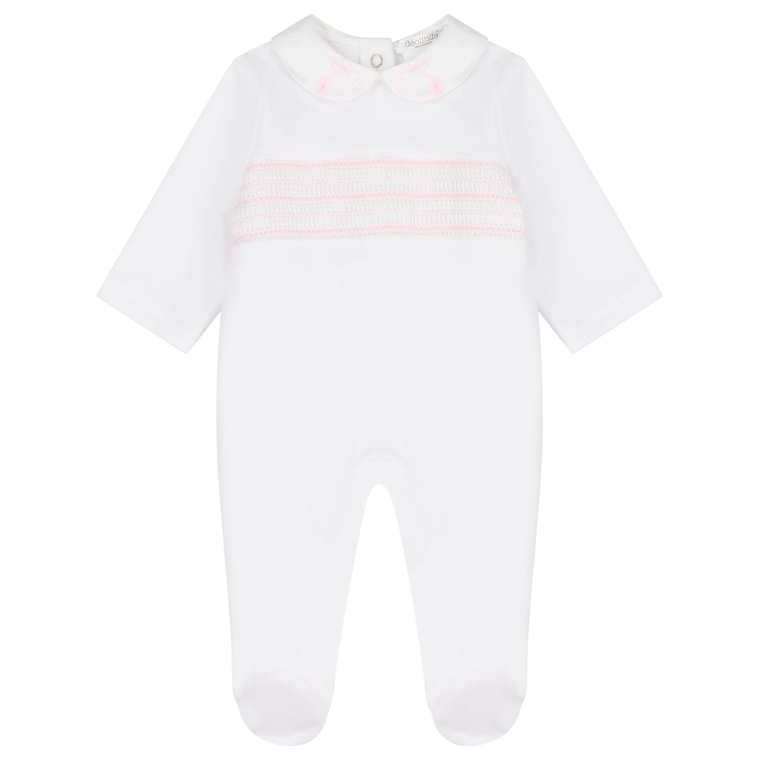 Baby Girls White & Pink Babygrow, 2, hi-res