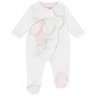 Baby Girls White & Pink Bunny Babygrow, 2, hi-res