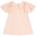 Girls Pink Logo Flutter Dress, 1, hi-res