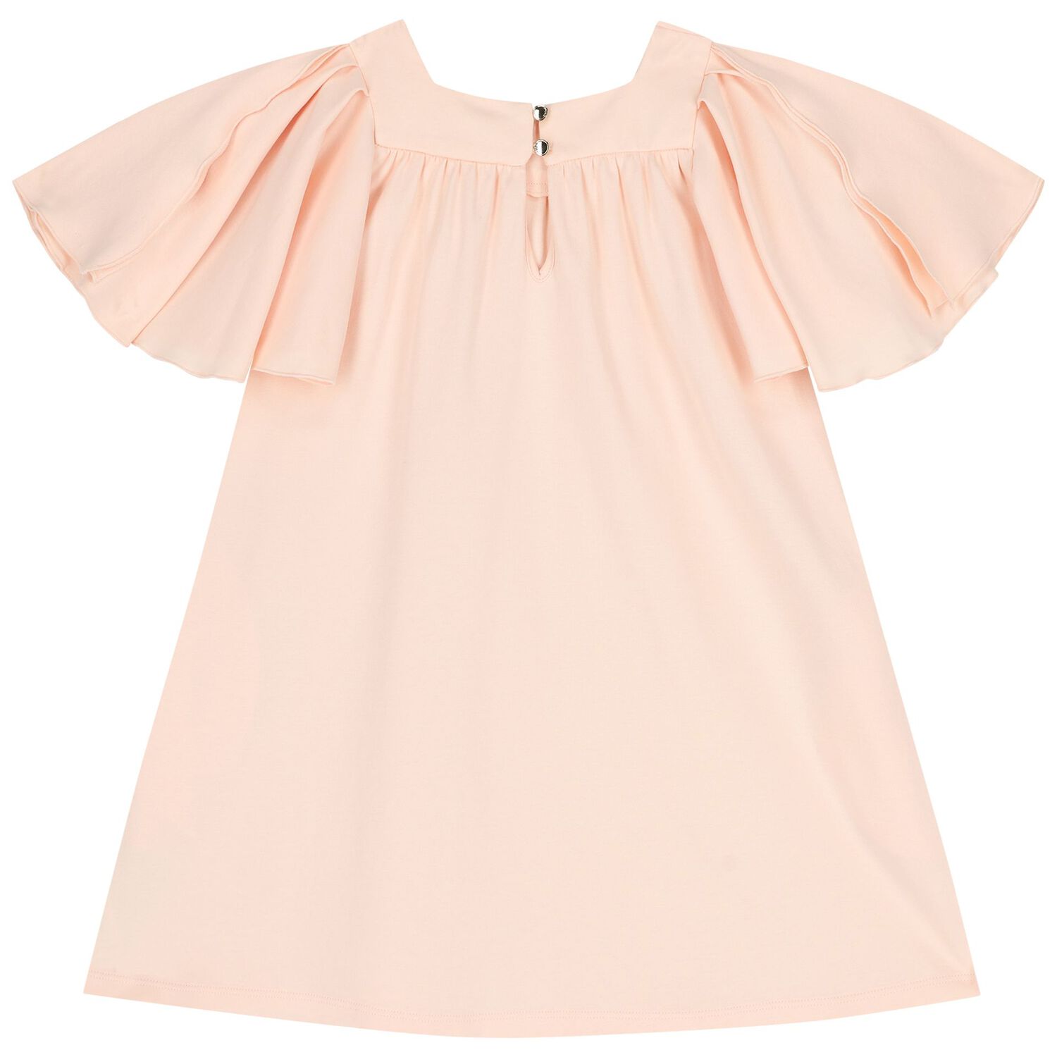Girls Pink Logo Flutter Dress, 1, hi-res