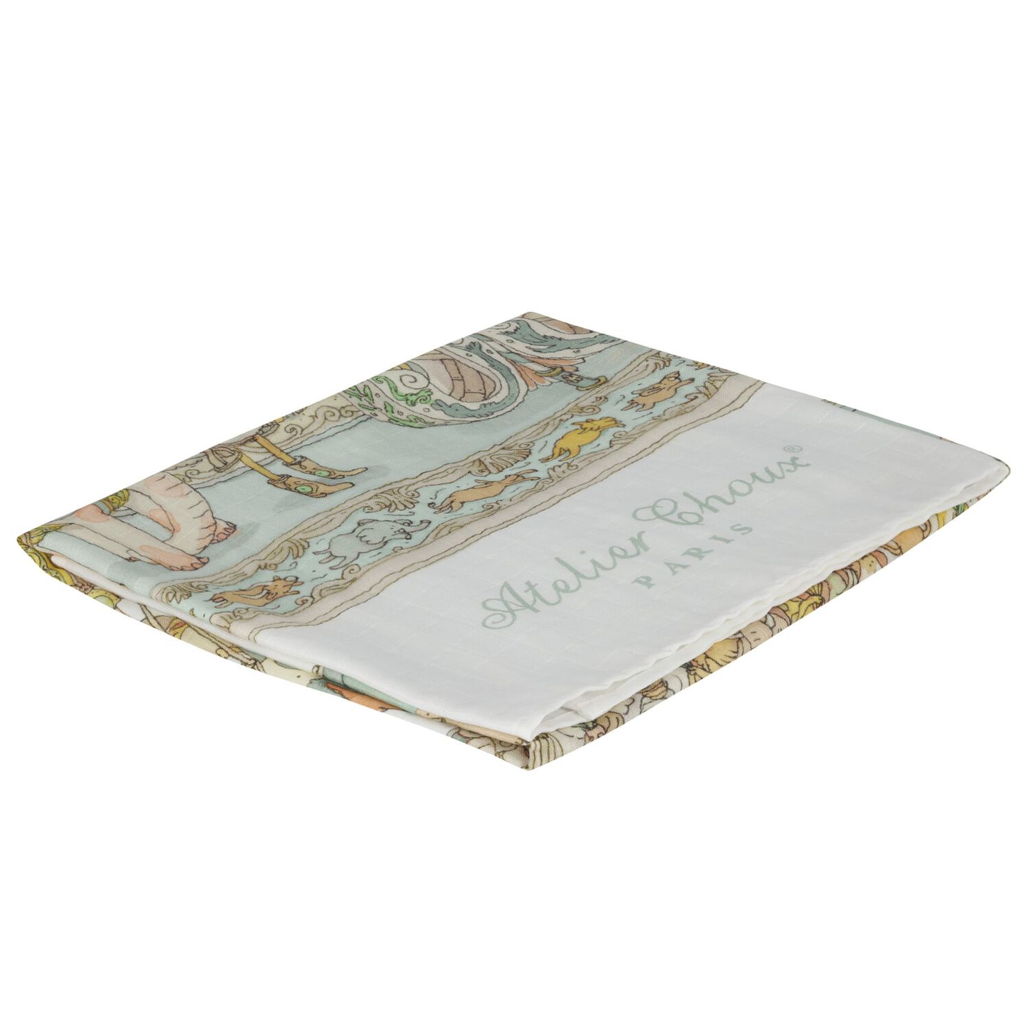 Ivory & Green Carousel Carr&eacute; Swaddle & Bib Gift Set, 1, hi-res
