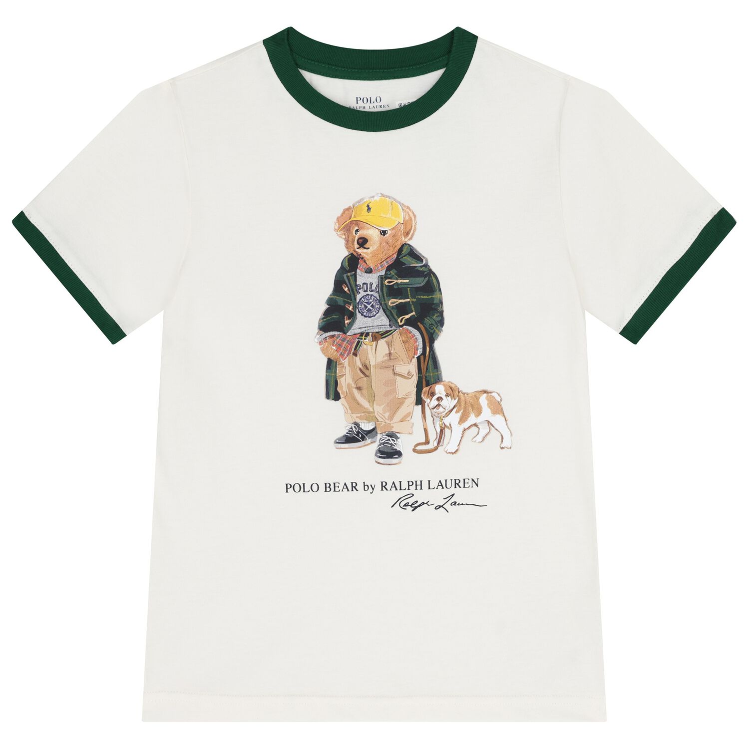 Boys Ivory & Green Polo Bear T-Shirt, 1, hi-res