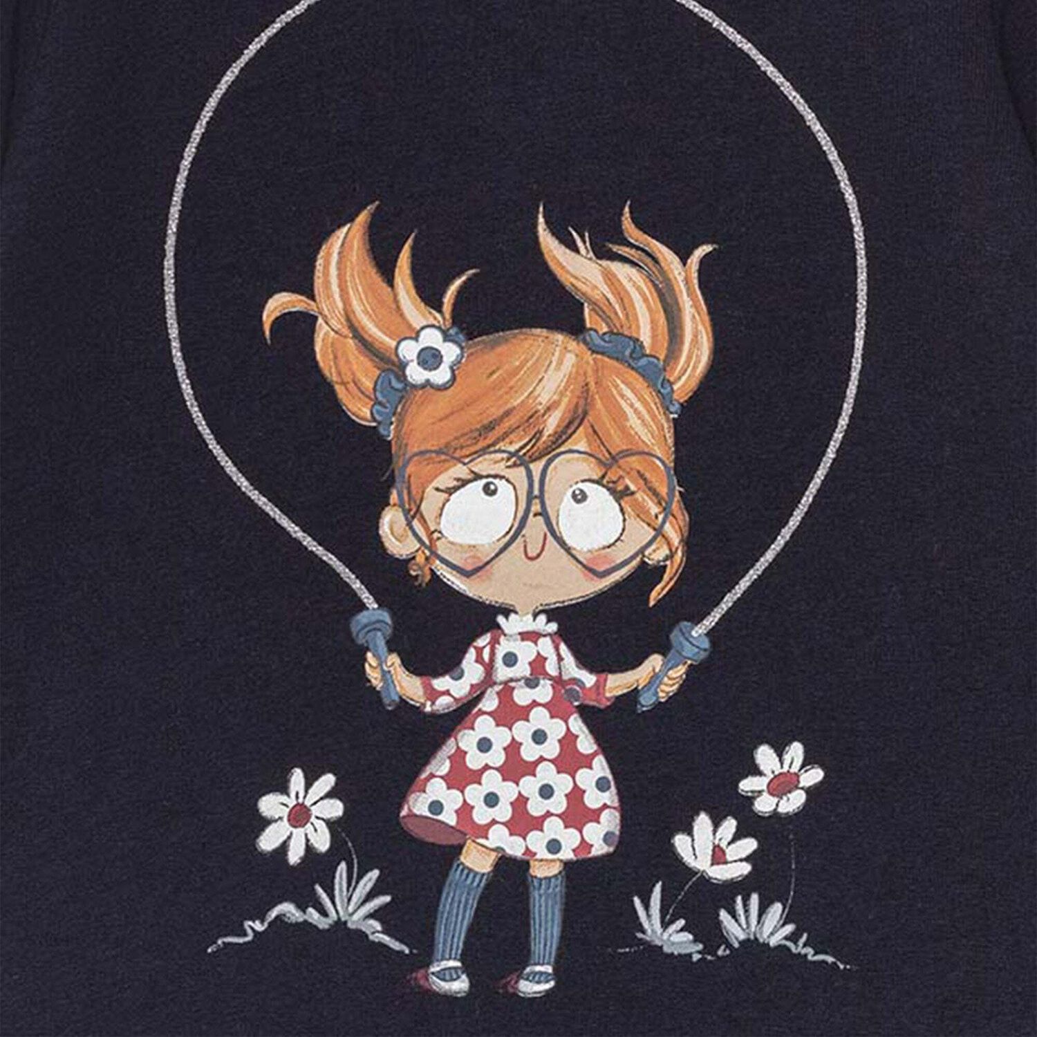 Younger Girls Navy Blue Long Sleeve Dress, 3, hi-res