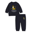Younger Boys Navy Blue Tiger Logo Tracksuit, 1, hi-res