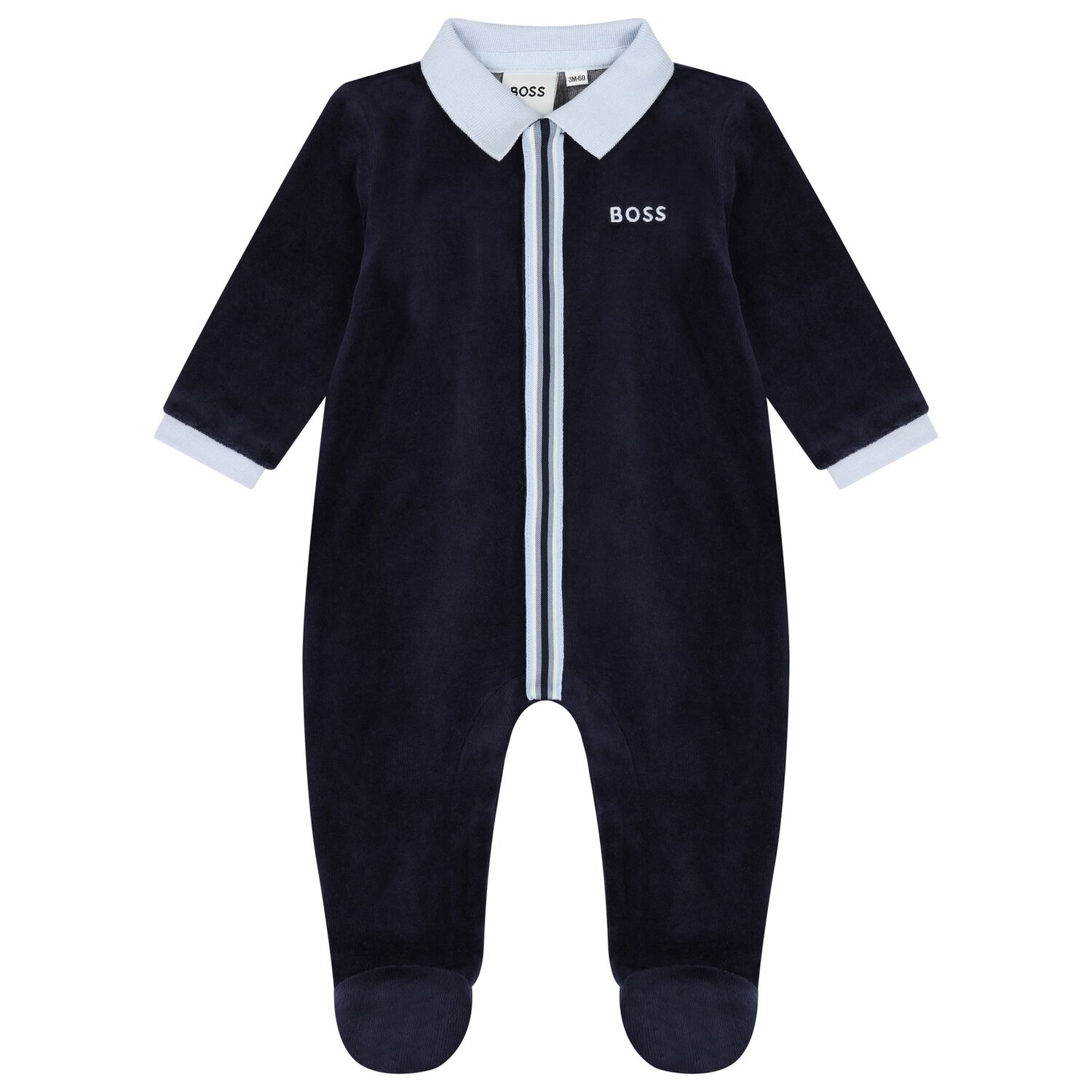 Baby Boys Navy Blue Logo Babygrow, 3, hi-res