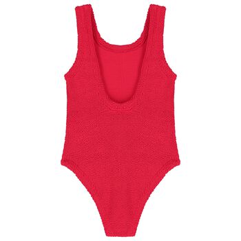 Girls Red Crinkle Swimsuit 